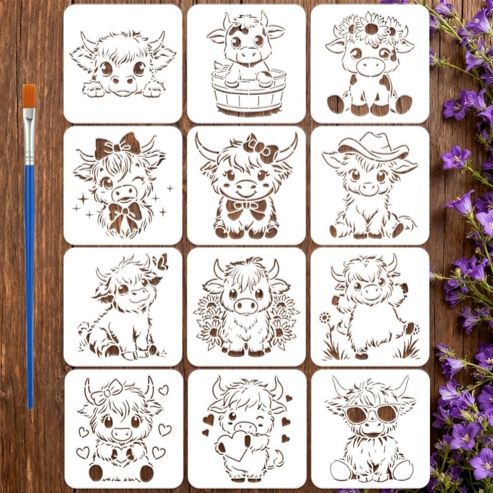 Photography Techniques - 12PCS Cute Calf Painting Stencils with