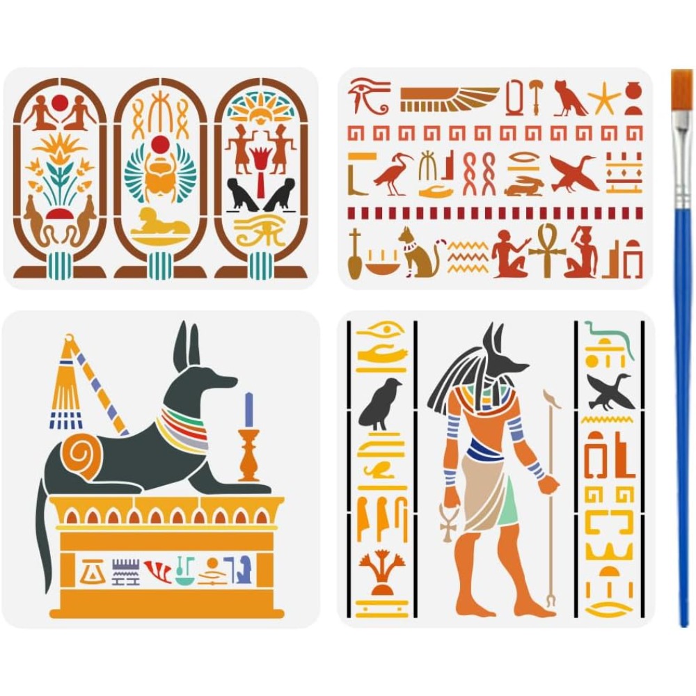 4 PCS Egyptian Symbols Stencil - Photography Techniques ulasan dan harga