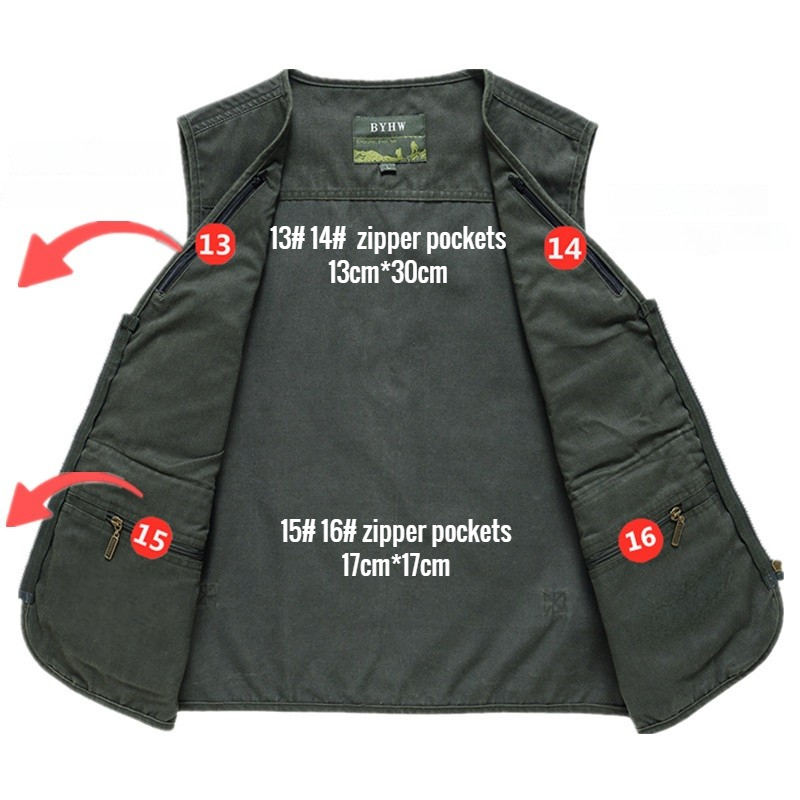 Multi Pocket Men's Vest Zipper - Photography Vest ulasan dan harga
