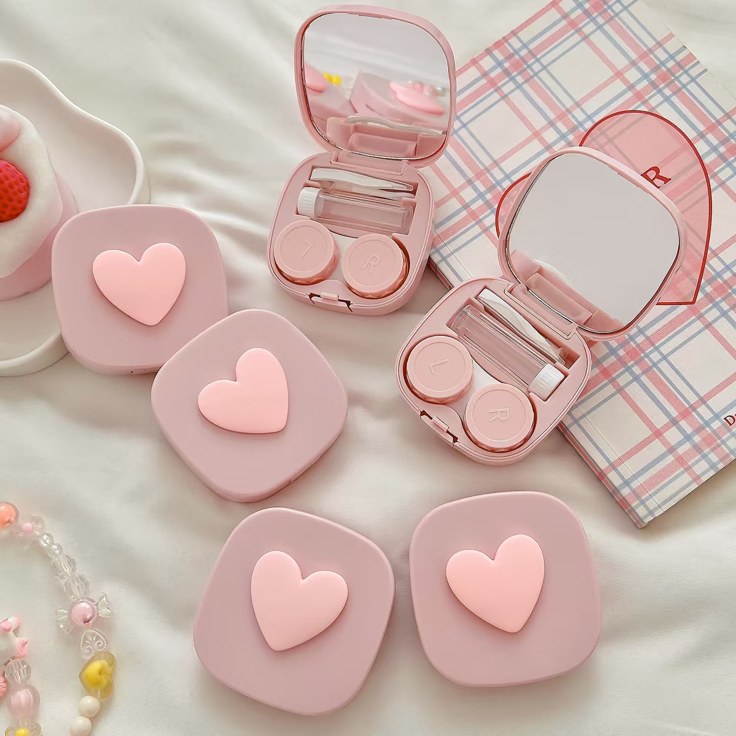 Heart Contact Lens Case with M - Lens Case Pouch ulasan dan harga
