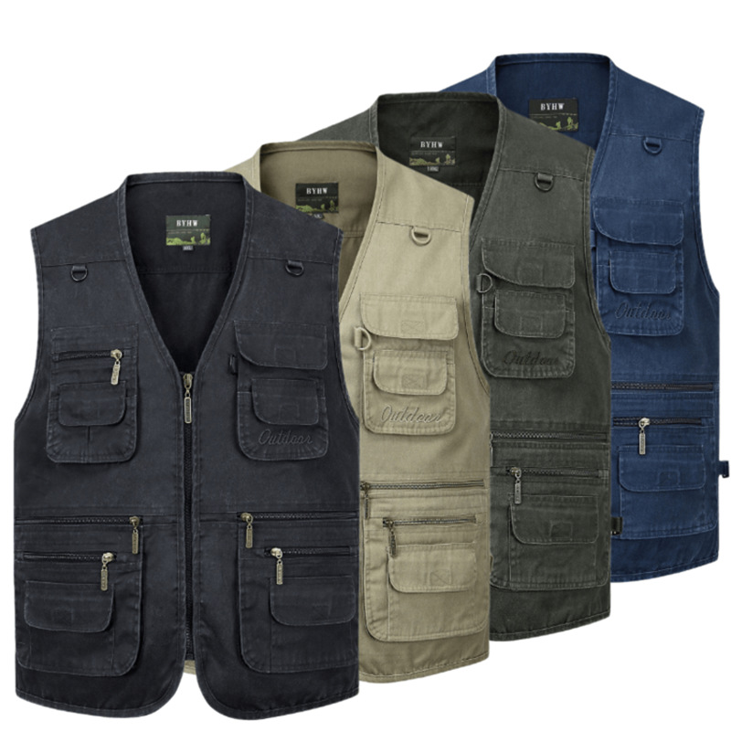 Men Vest Waistcoat Multi-pocke - Photography Vest ulasan dan harga