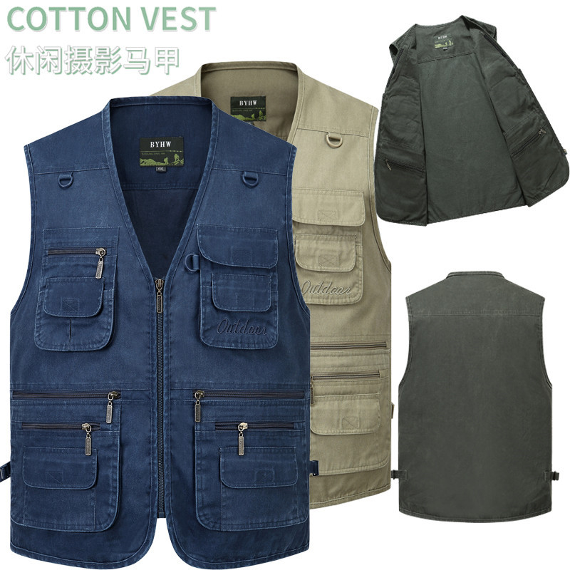 Men Vest Waistcoat Multi-pocke - Photography Vest ulasan dan harga