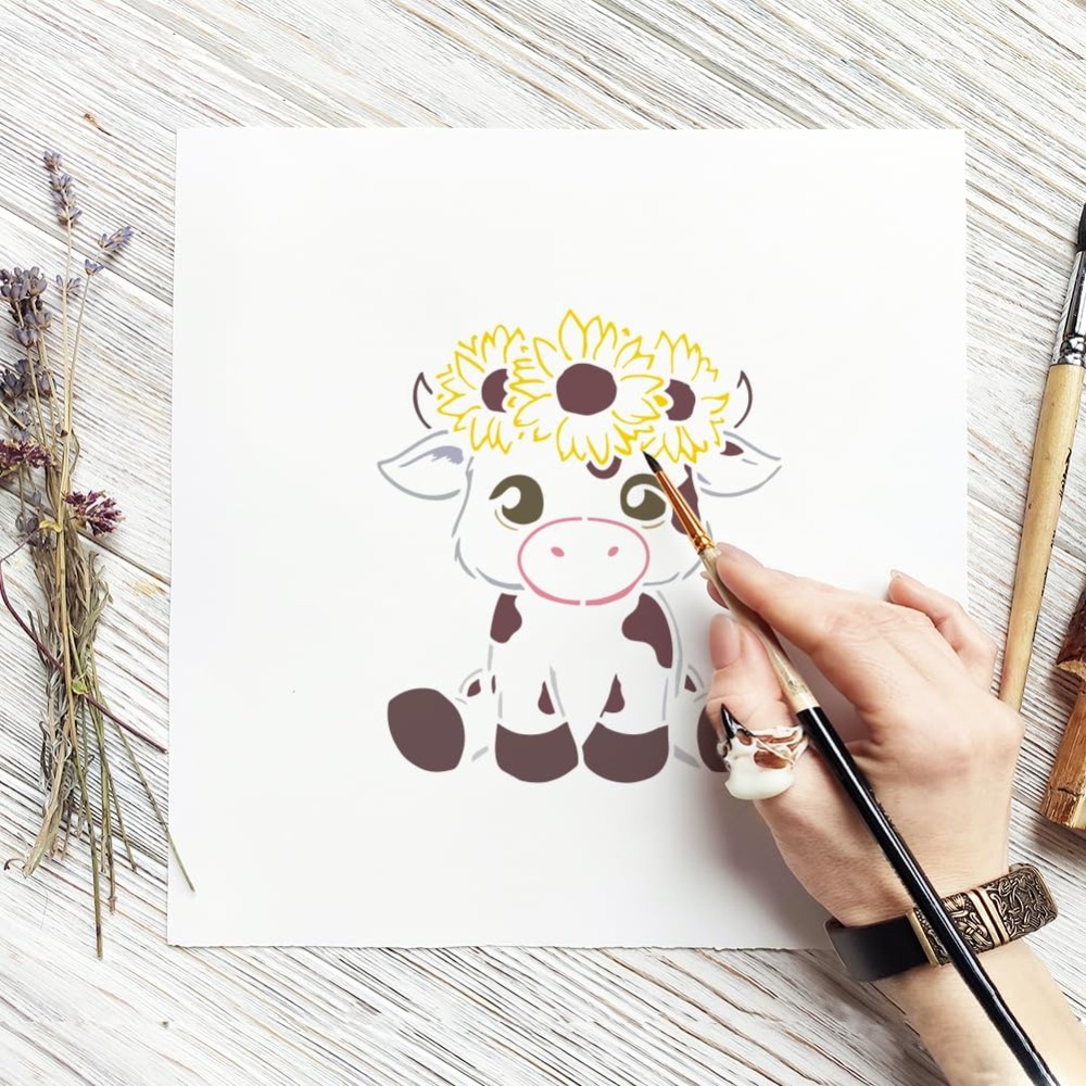 12PCS Cute Calf Painting Stenc - Photography Techniques ulasan dan harga