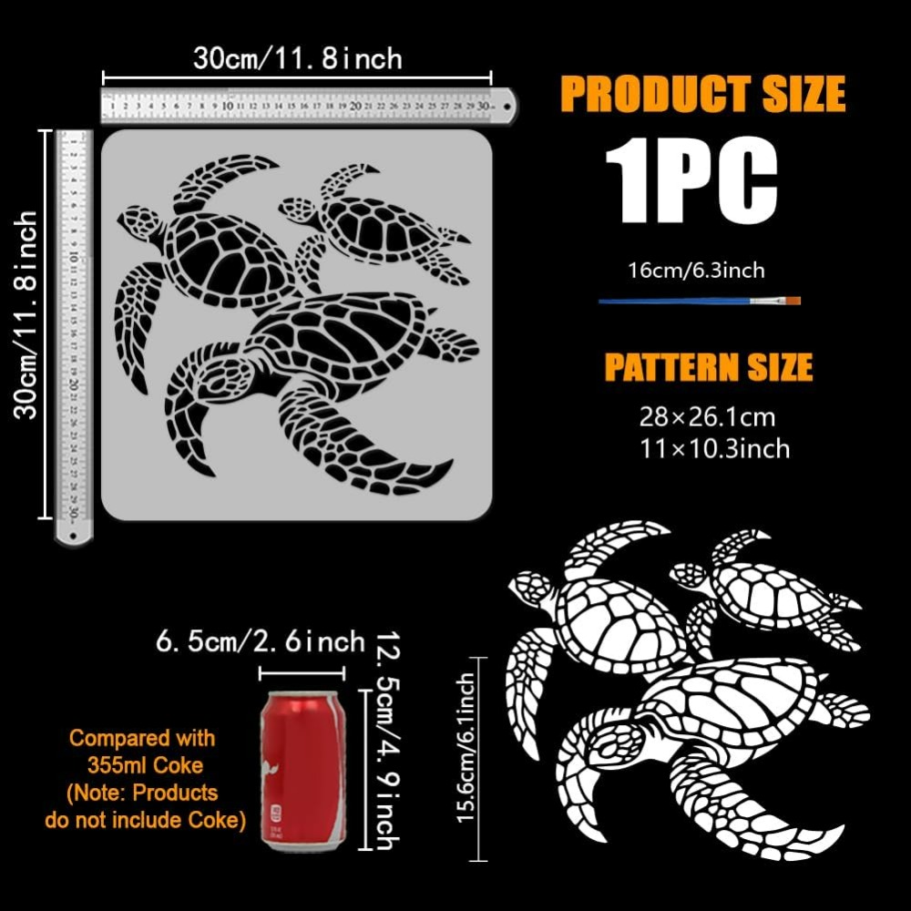 Turtles Stencil for Painting w - Photography Techniques ulasan dan harga
