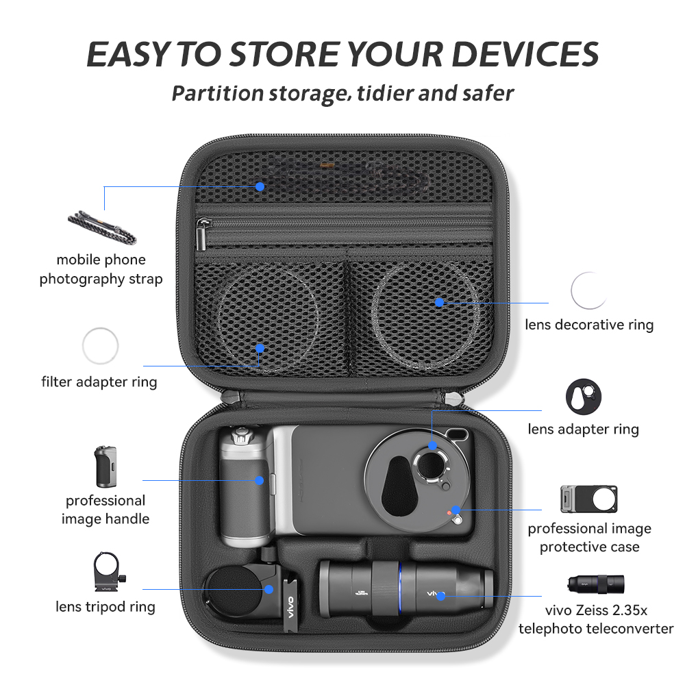 XFJI Storage Bag Case PU Leath - Photography Kit Vivo X300 ulasan dan harga